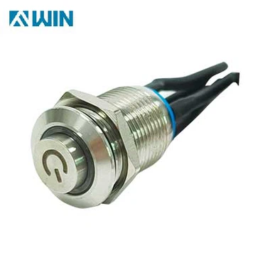 Swiċċ tal-metall 12mm bil-logo tal-qawwa